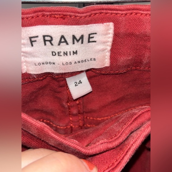 Frame Denim Women's Red Le Crop Mini Boot Jeans Size 24 - Picture 8 of 10